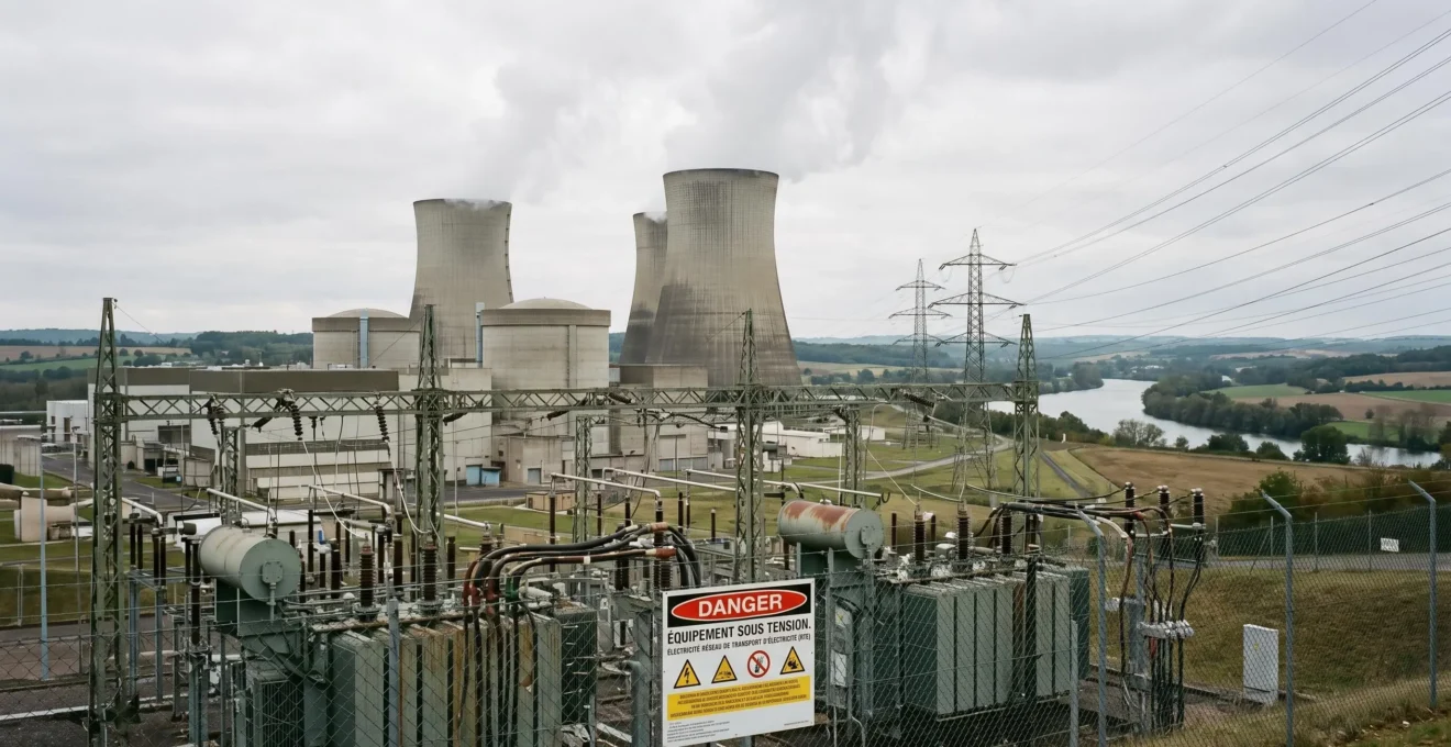 Centrale nucléaire française avec tours de refroidissement et infrastructure de production électrique, illustration du parc nucléaire concerné par la réforme VNU